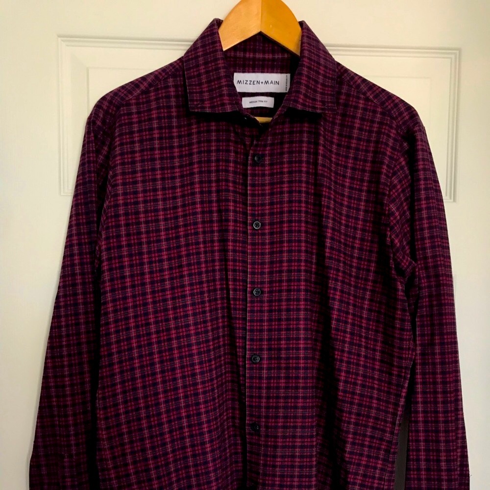 Mizzen+Main Men’s Dress Shirt (Medium, Trim Fit)